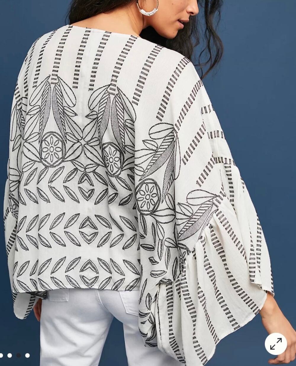 Anthropologie Akemi + Kin Annabella Ruffled Kimono Cardigan Black White OS